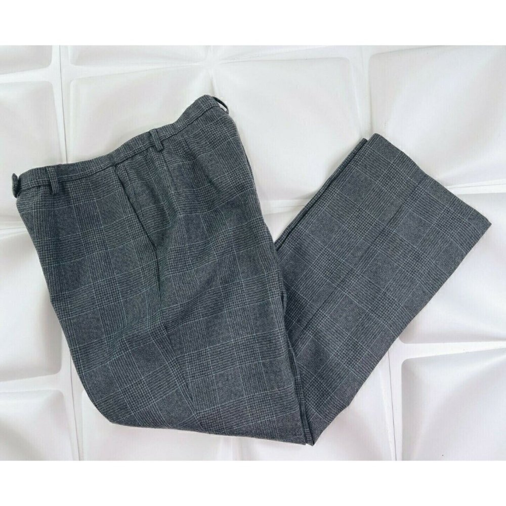 Pendleton Sz 10 Women 100% Virgin Wool Pants Gray Plaid Houndstooth Satin Lined